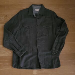 Wallace & Barnes Shirt Mens Medium Gray J CREW Heavy Shacket Work Chore Charcoal